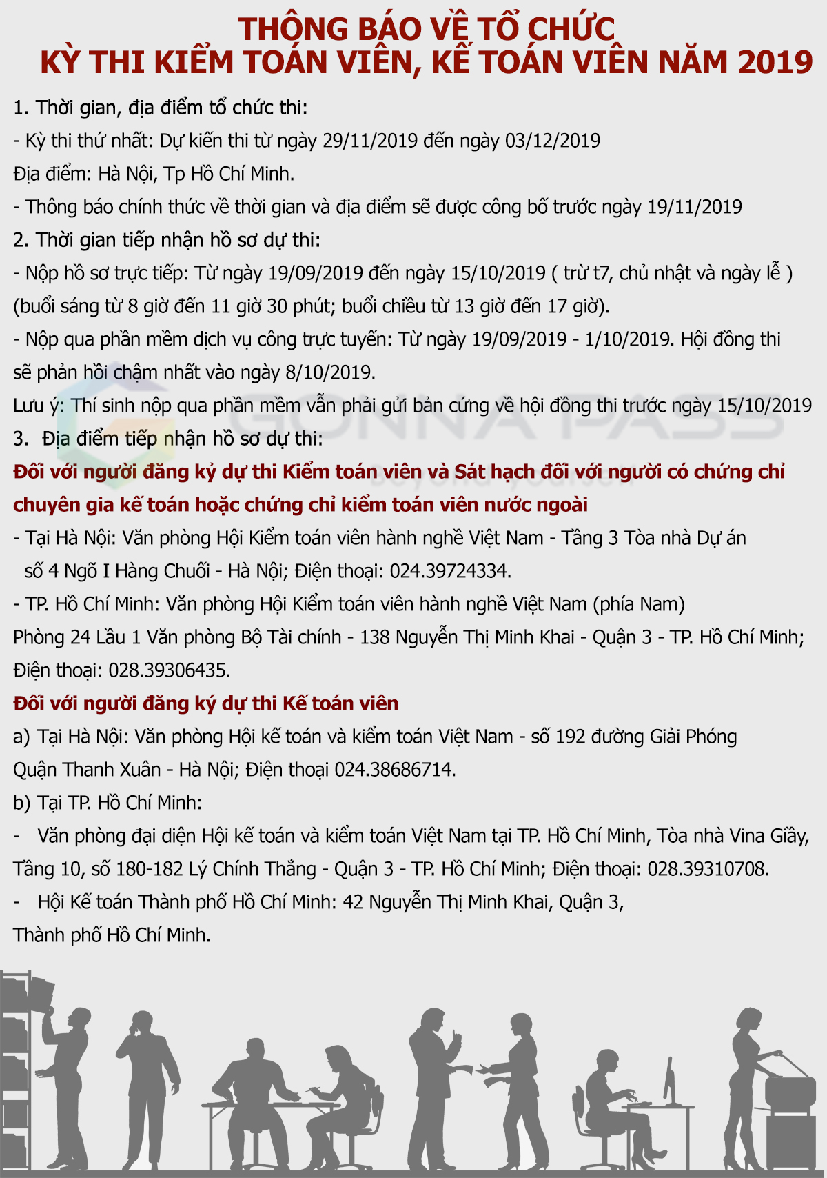 Thông báo về kỳ thi kiểm toán viên, kế toán viên năm 2019