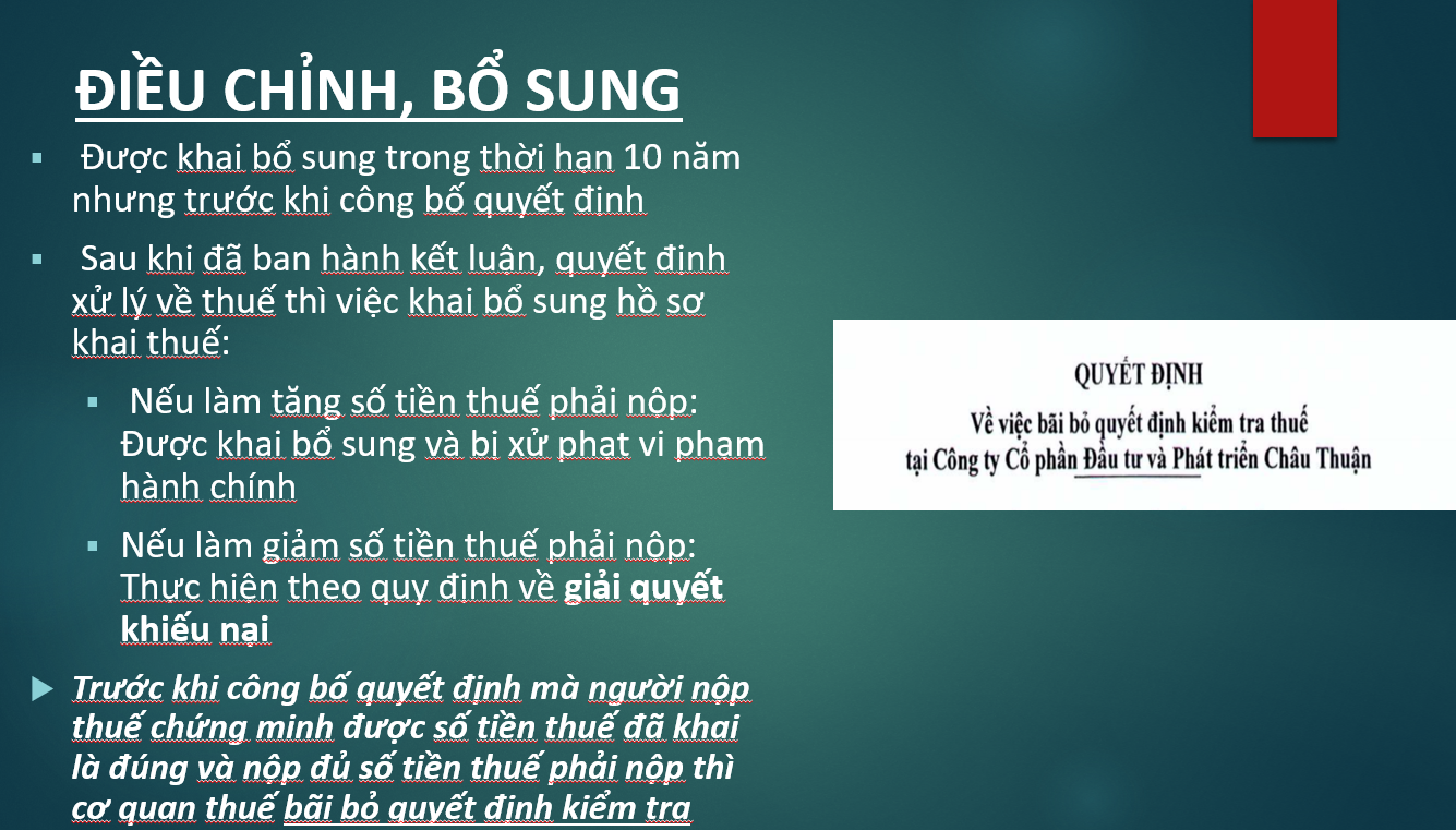 Kê khai điều chỉnh bổ sung thuế GTGT - VAT declaration Adjustment